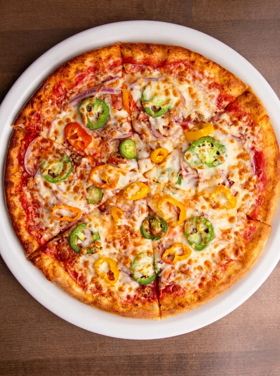 Angry Italian Pizza at THE PIZZA SPOT – bold spicy wood-fired pizza with Italian meats and hot peppers