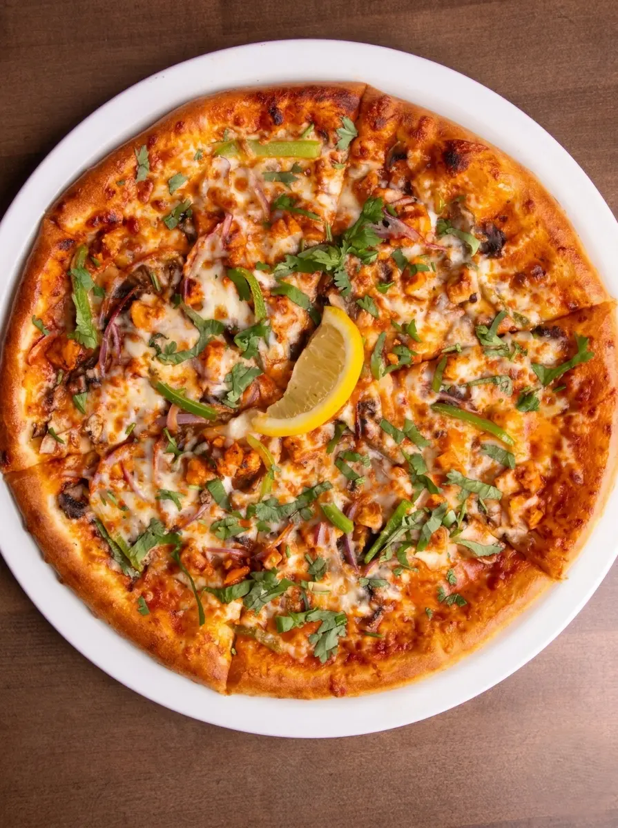 Butter Chicken Pizza at THE PIZZA SPOT – Canadian-Italian fusion pizza with creamy butter chicken sauce