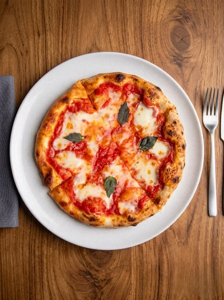 Margherita Pizza at THE PIZZA SPOT – classic Neapolitan pizza with fresh mozzarella tomato and basil